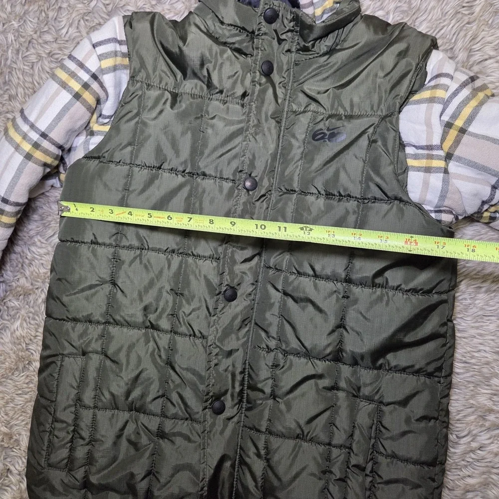 Nike 6.0‎ Youth XL Plaid Hooded 2fer Green Jacket Puffer Vest Style Y2K